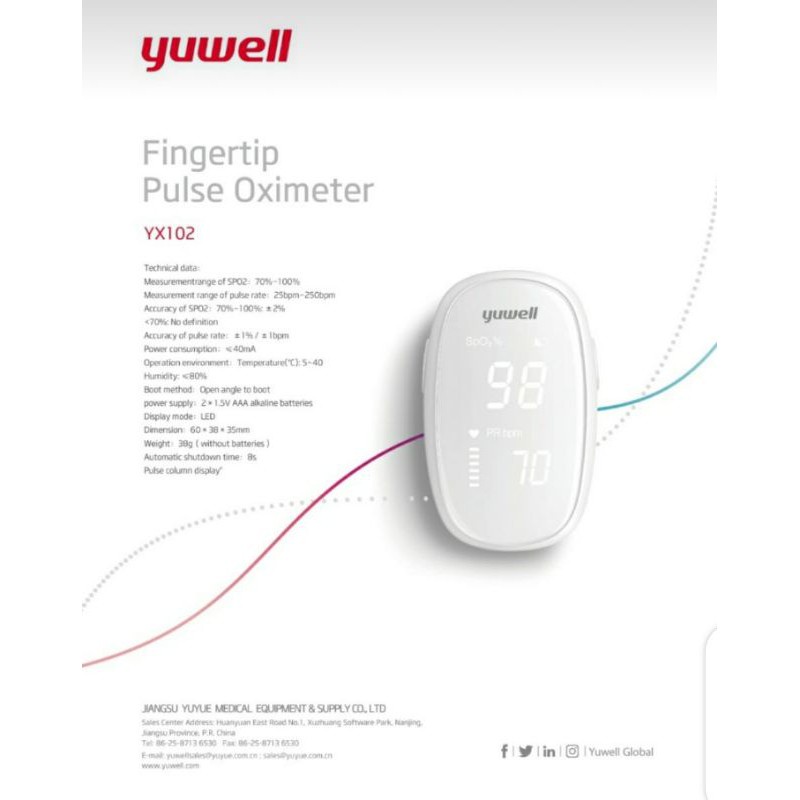 Máy đo nồng độ Oxy SPO2 Yuwell YX102