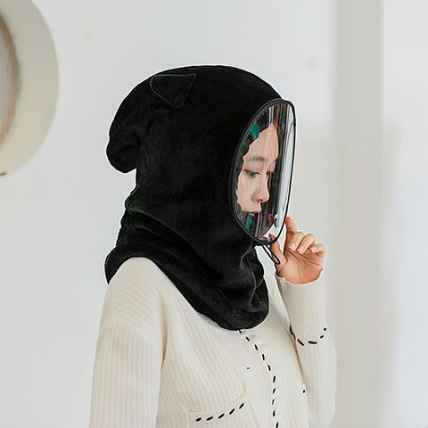 Mũ lông choàng cổ kèm kính chắn cho mùa đông ấm áp