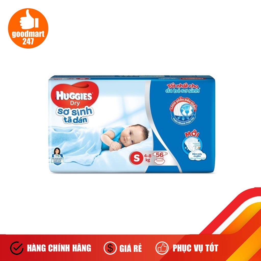 Tã Dán Huggies Dry Sơ Sinh Size S-Gói 56 Miếng