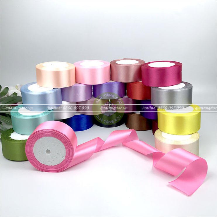 Ruy băng lụa trơn dài 22m bản rộng 1cm, 2cm, 4cm