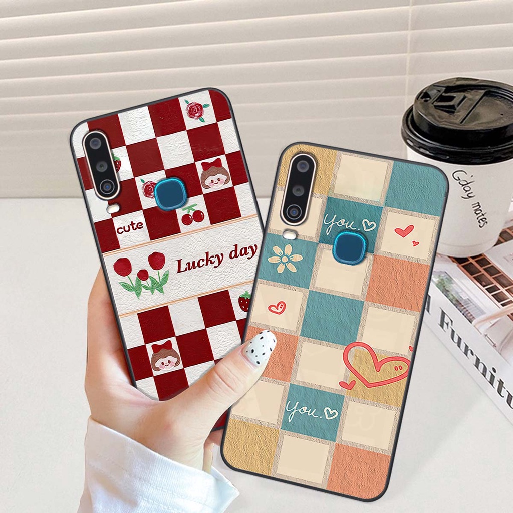 Ốp Vivo U10 / Y12 / Y15 / Y17 caro trái tim cá tính, thời trang siêu đẹp, siêu phong cách