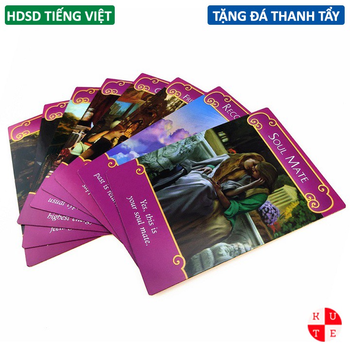 [Size Gốc] Bài Oracle Romance Angels Size Gốc 8.9x12.7 Cm 44 Lá Bài Cán Màng Tặng Đá Thanh Tẩy Hướng Dẫn Tiếng Việt S7