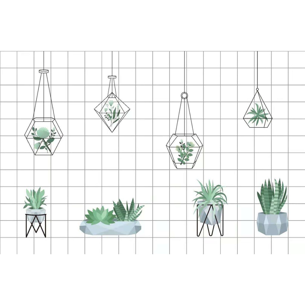 Decal dán bếp tráng nhôm Ô VUÔNG CÂY TREO TRẮNG khổ rộng 60cm