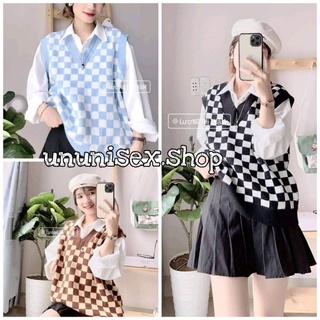Áo gile kẻ caro Vintage Ununisex - Áo không tay dáng suông cá tính kèm ảnh thật