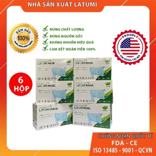 {COMBO 6 HỘP} Khẩu Trang Y Tế 4 Lớp Kháng Khuẩn LATUMI Hàng Chính Hãng Đạt Chuẩn Iso 13485