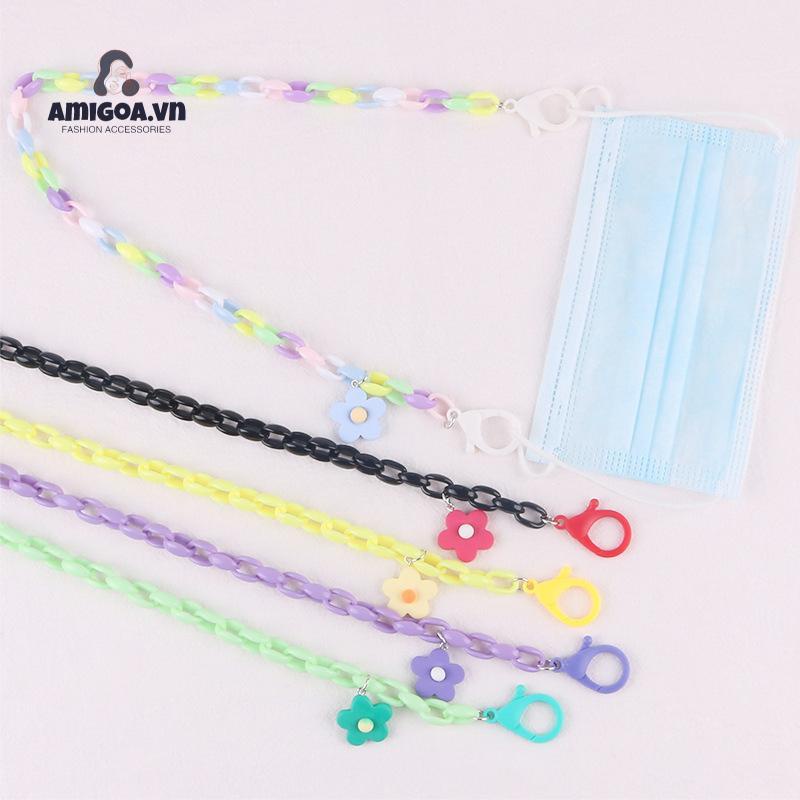 Dây Nhựa resin Đeo Khẩu Trang Chống Trượt Họa Tiết Hoa Dành Cho Trẻ Em