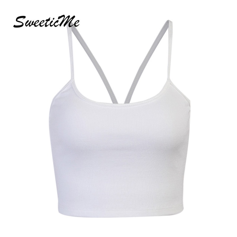 Sweeticme áo hai dây chéo lưng gợi cảm cho nữ 2021