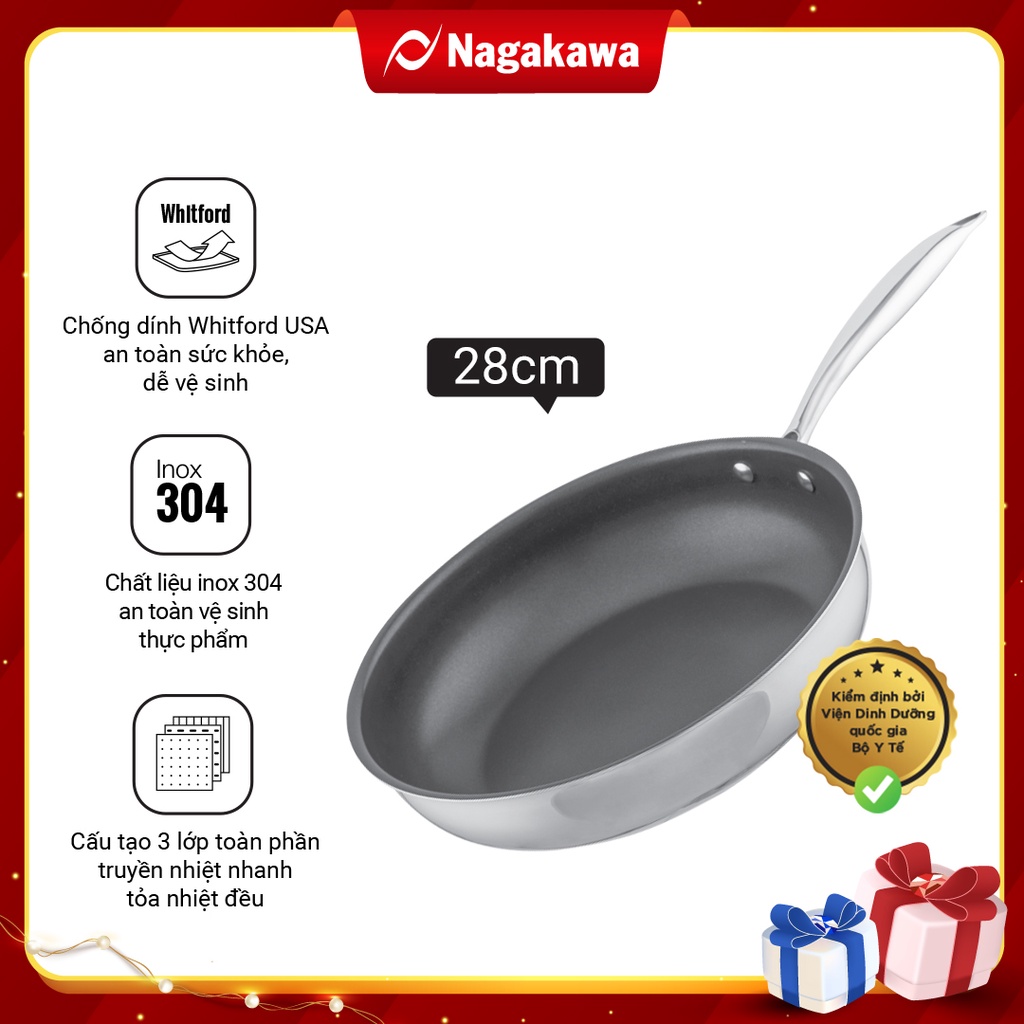 Chảo inox chống dính Nagakawa Haru NAG2802