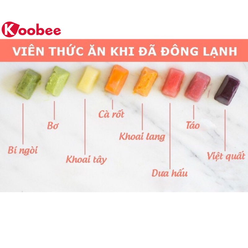 Khay trữ đông - Khay đá, khay chia thức ăn trữ đồ ăn dặm có nắp KOOBEE cao cấp(AD05)