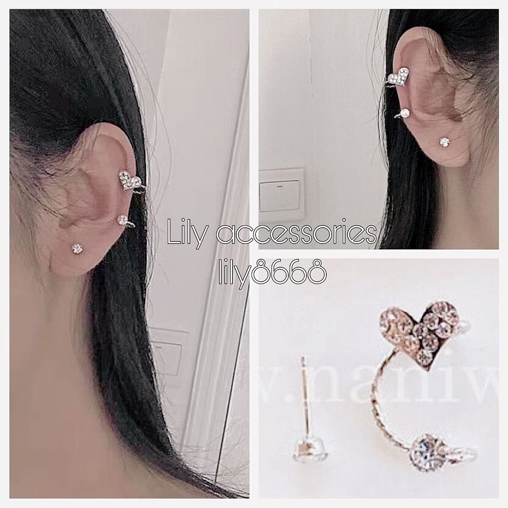 set gồm khuyên tròn kim và kẹp tim kim không cần xỏ lỗ