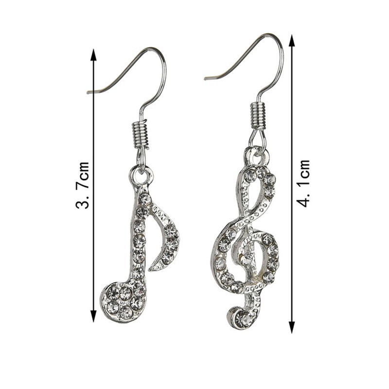 Hoa tai hình nốt nhạc đính đá lấp lánh cho nữ