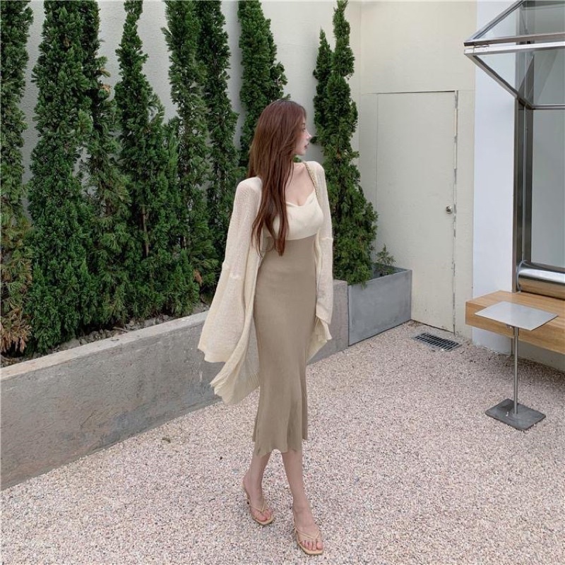 Set Váy 2 Dây Body Đuôi Cá & Áo khoác Cardigan