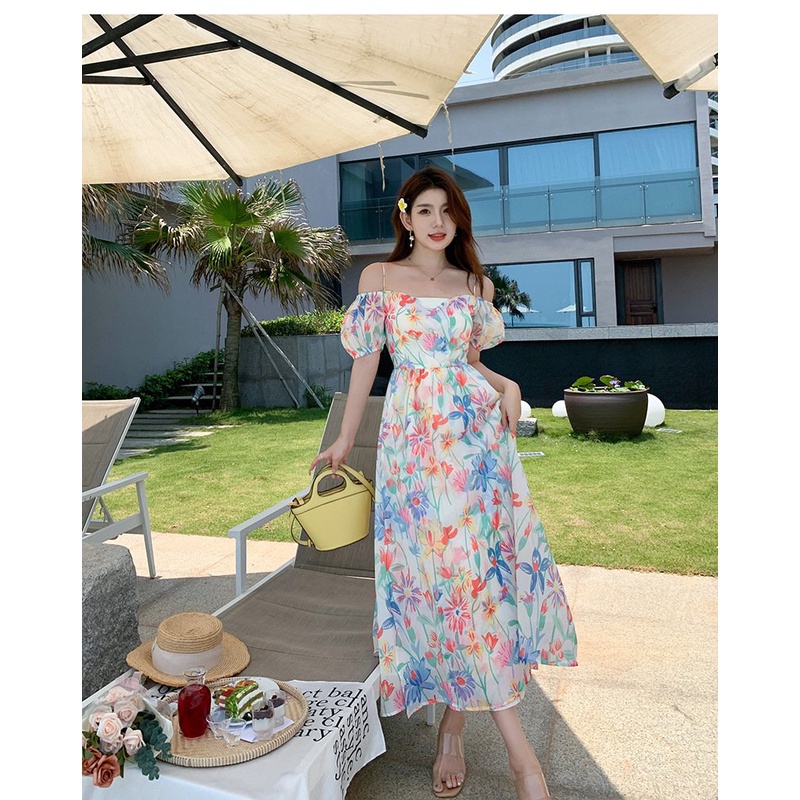 Váy đi biển nữ đầm maxi đi chơi đi biển dài trắng du lịch hở lưng dài rộng bigsize bikini kiểu Hàn Quốc 6205-9013  D2t3