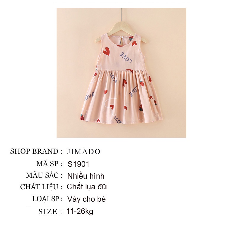 Váy đầm bé gái chất lụa đũi thoáng mát thấm hút tốt không nhăn nhiều màu xinh xắn hàng Quảng Châu JIMADO S1901