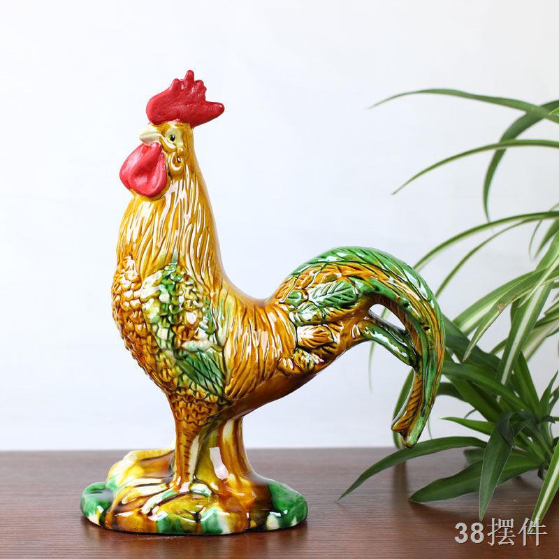 FTang Sancai Con gà trống Hoàng đạo Trung Quốc Trang trí Gà trống bằng gốm Tốt Vậny Phong thủy Nhà phố Ác Art Trang t