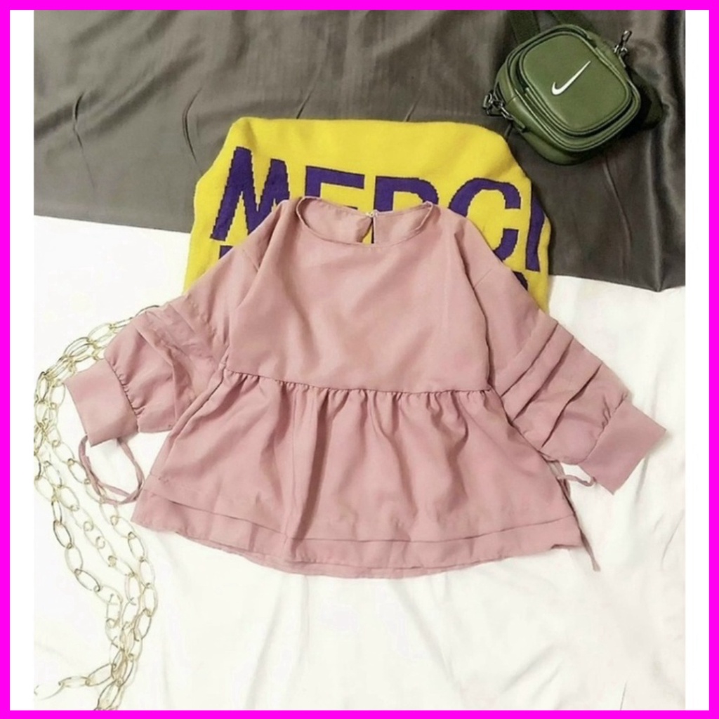 Áo babydoll áo kiểu tay phồng cột nơ siêu xinh hình thật - P&T House