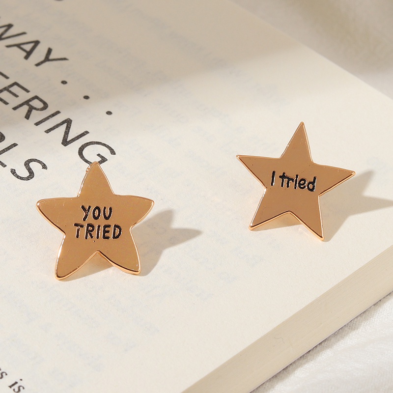 Ghim Cài Áo Kim Loại Hình Ngôi Sao Và Chữ I Tired