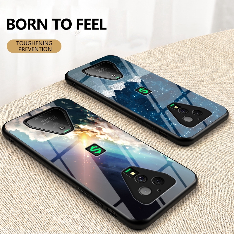 Xiaomi Black Shark 3 Pro Tempered Glass Case Full Cover Space Starry Sky Pattern Shockproof Thin Cover