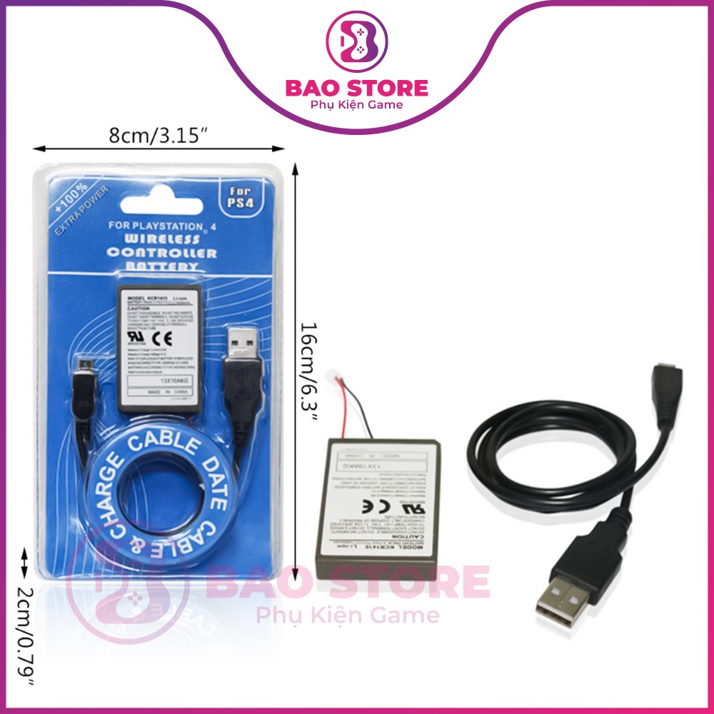 Pin Luckyx cho tay cầm chơi game Ps4 kèm cáp sạc Usb l 3.7v 2000mah