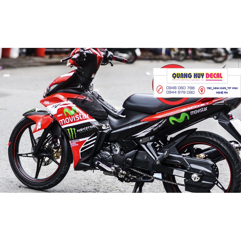 Tem trùm exciter 135 đỏ đen monster movistar, độ team decal xe ex dán đời 2011-2014