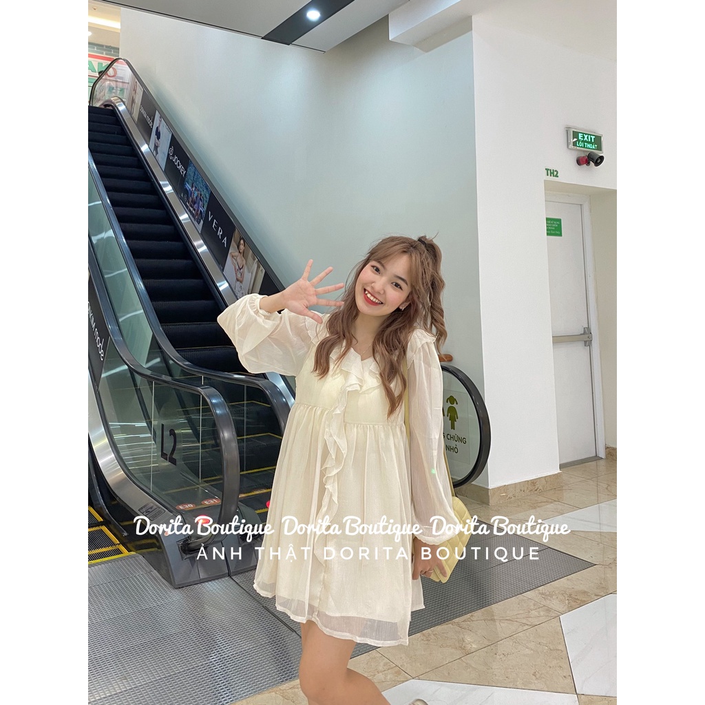 Váy áo babydoll voan tơ viền bèo Hàn Quốc, Váy áo voan tơ bèo rủ tiểu thư - Dorita Boutique