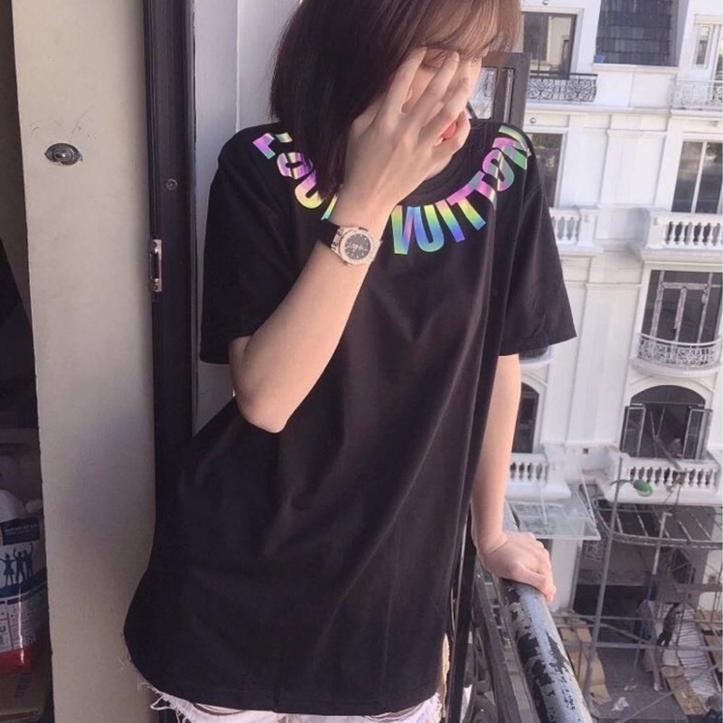 Áo cotton Phản Quang Chữ Luôn Vui Tươi tay lỡ freesize siêu chất