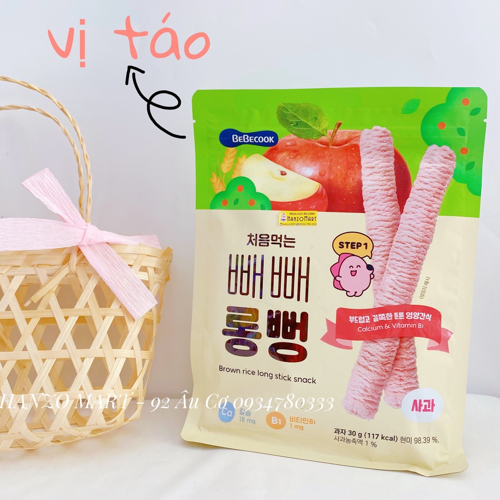 Bánh ăn dặm Bebecook Hàn Quốc gạo lứt hữu cơ dạng thanh dài cho bé