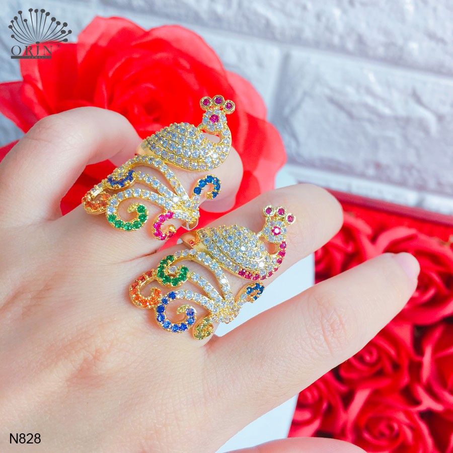 Nhẫn nữ hình công đính đá bền màu cao cấp Orin N828