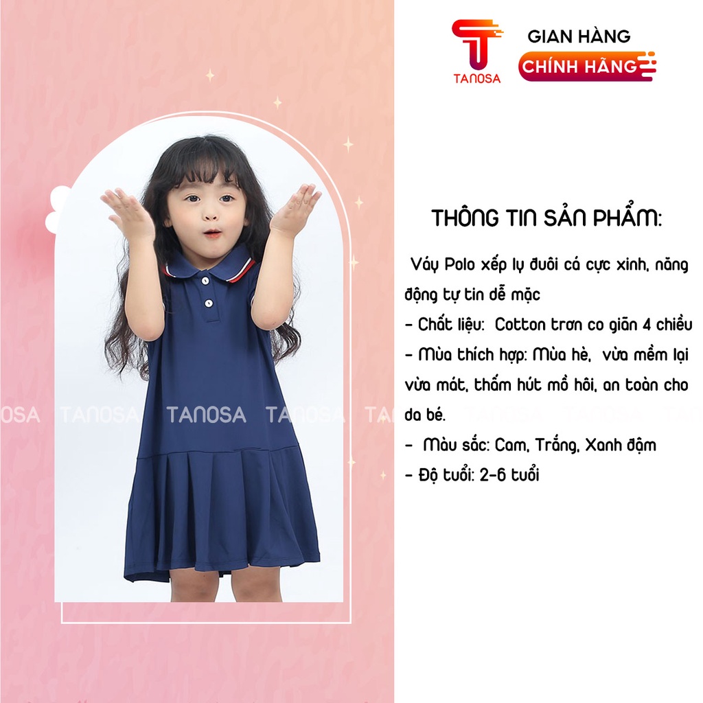 Váy polo tay ngắn kiểu dáng thời trang TANOSA đầm đuôi cá cho bé gái 2-6 tuổi