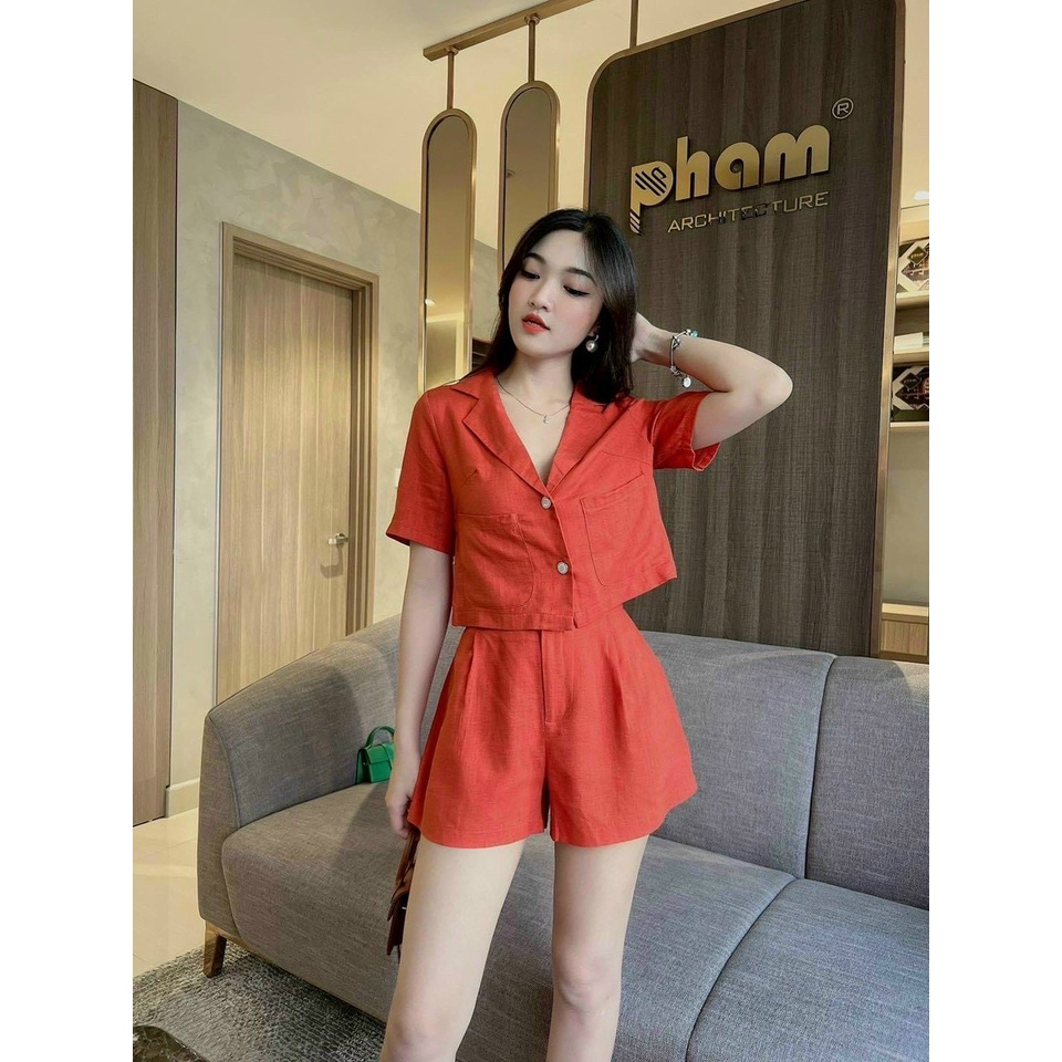 [Miễn Phí Ship 50K-GIAN HÀNG CHÍNH HÃNG] Sét Bộ Thời Trang Nữ Mặc Đi Chơi,Sét Bộ Đùi Vest Chất Tuyết Mưa Áo Ngắn Cộc