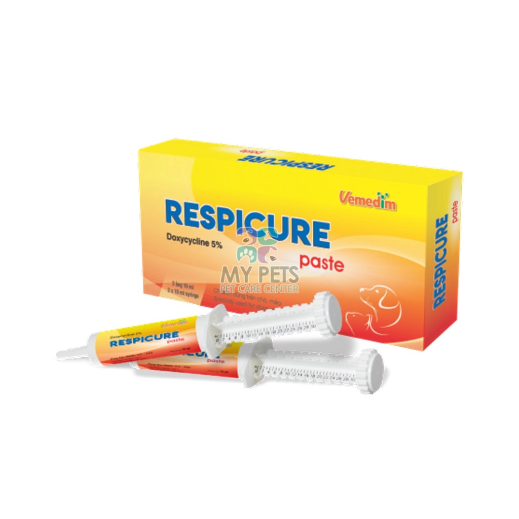 (1 tuýp x10ml) Respicure Paste - Điều trị các bệnh nhiễm trùng đường hô hấp, tiêu hóa, tiết niệu-sinh dục cho chó, mèo