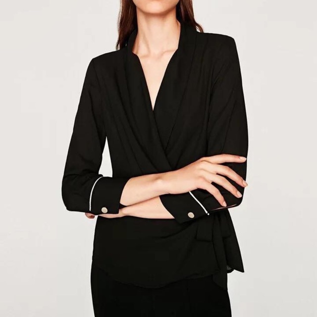 Áo sơ mi cột vạt Zara xuất xịn check code
