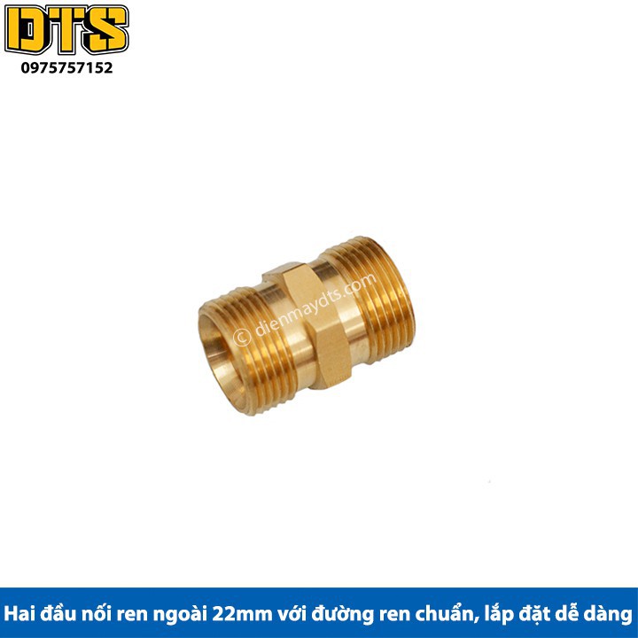 Đầu nối giữa 2 dây rửa xe áp lực cao máy rửa xe - Bằng đồng - Ren chuẩn cho máy rửa xe áp lực cao