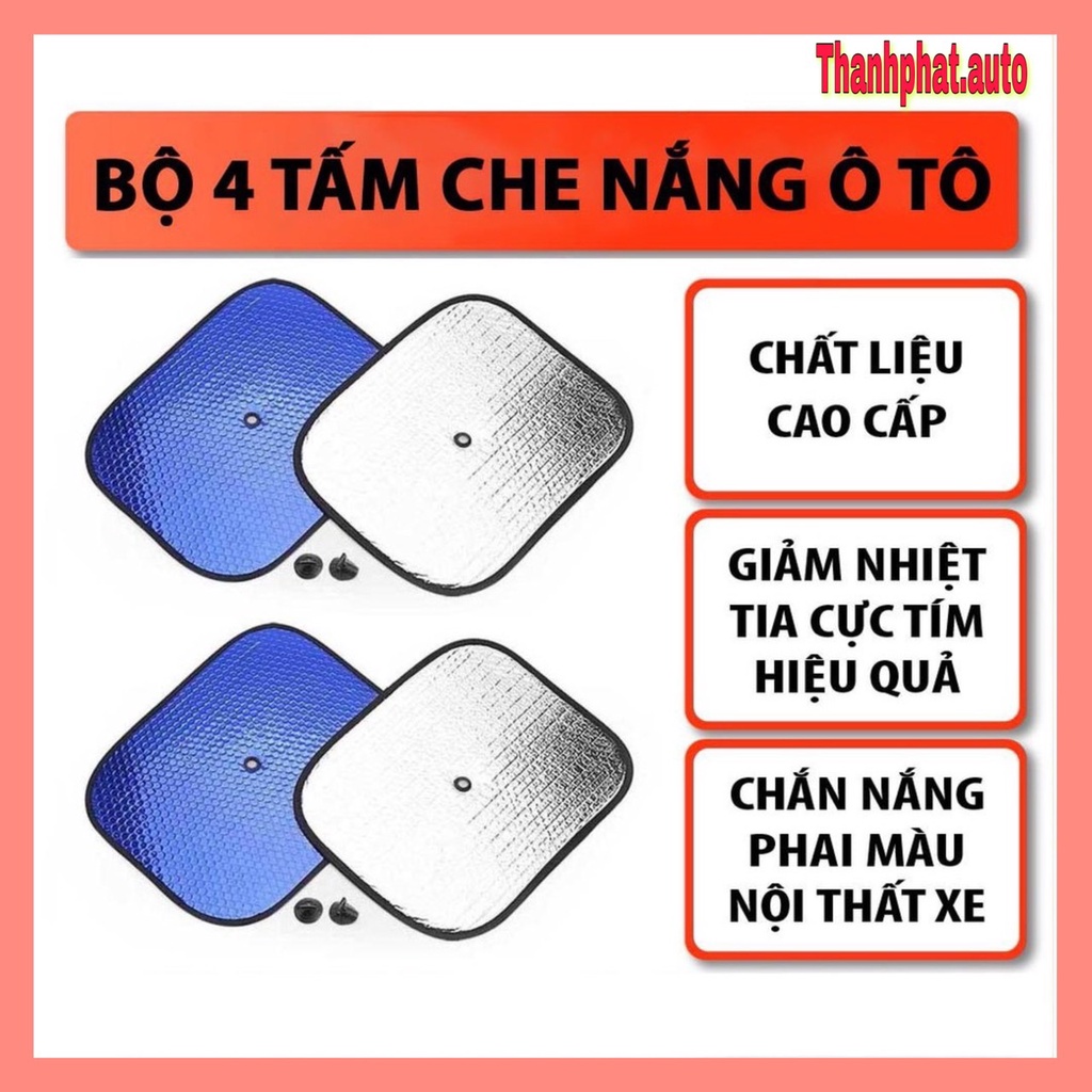 Combo tấm che chắn nắng gắn cửa ô tô xe hơi loại 4 lớp cao cấp dày dăn phủ bạc cách nhiệt chống nắng tốt