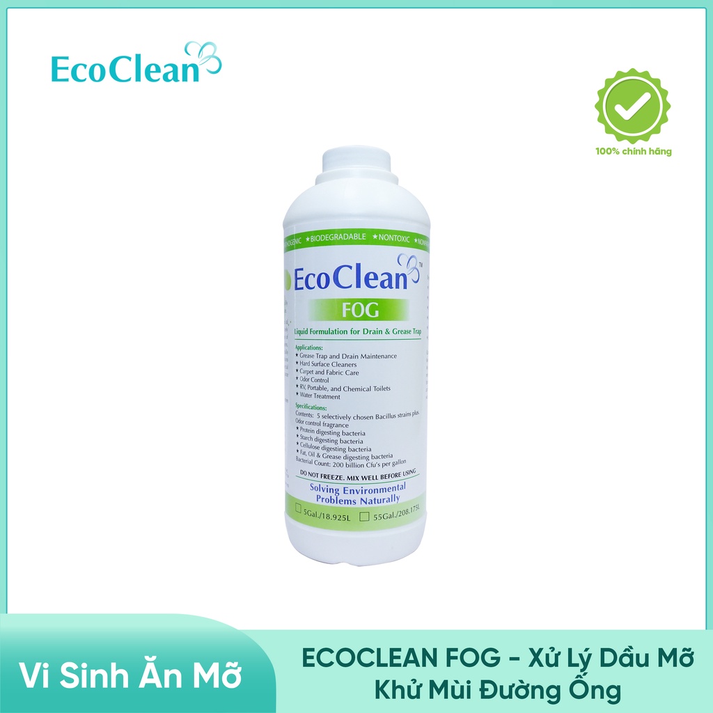 [NEW 2020] Vi Sinh Vệ Sinh Dầu Mỡ Đường Ống - EcoClean FOG - Vi Sinh Tăng 40%