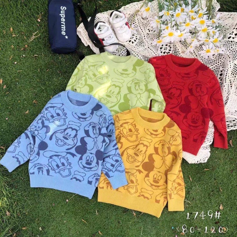 ÁO LEN MẶT CƯỜI MICKEY SIZE 80-120 (8-20kg) (mã 1749)
