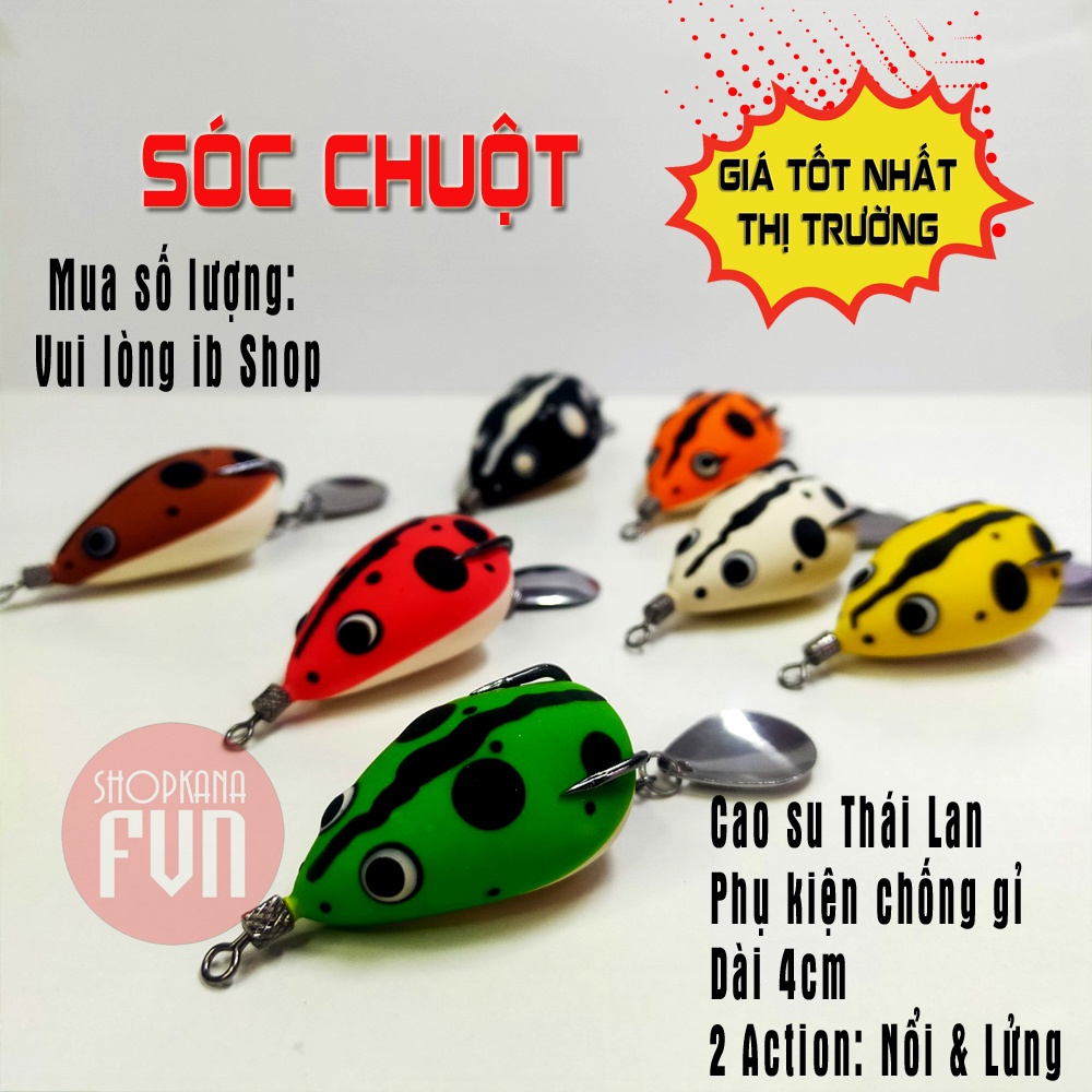 Mồi giả nhái hơi Sóc Chuột , handmade