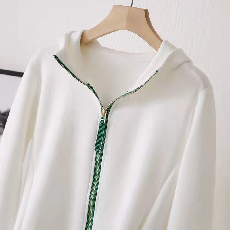 Áo Hoodies Tay Dài Dáng Rộng Phối Khoá Kéo Có Size Lớn