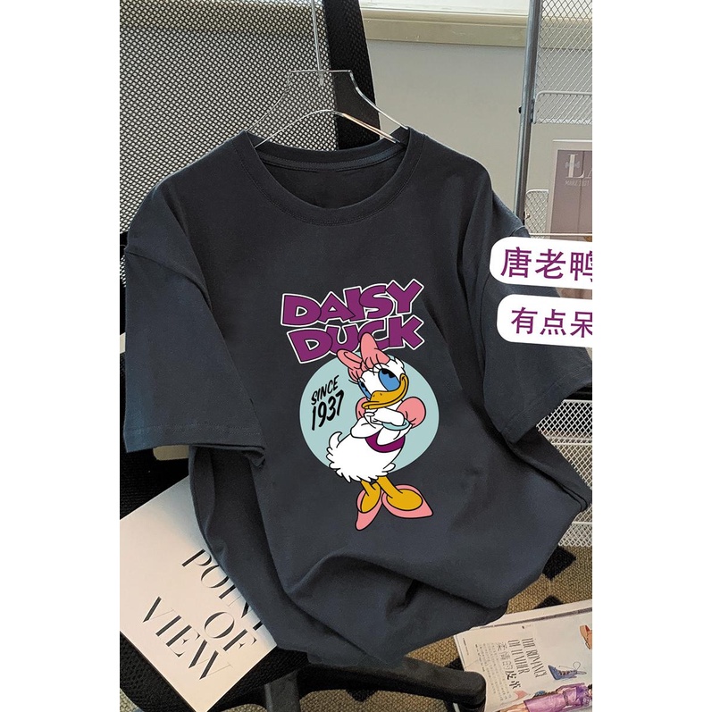 Áo thun HIIXIIVI 100% cotton tay ngắn cổ tròn in hình hoạt hình phong cách Hàn Quốc 2022 thời trang mùa hè dành cho nữ