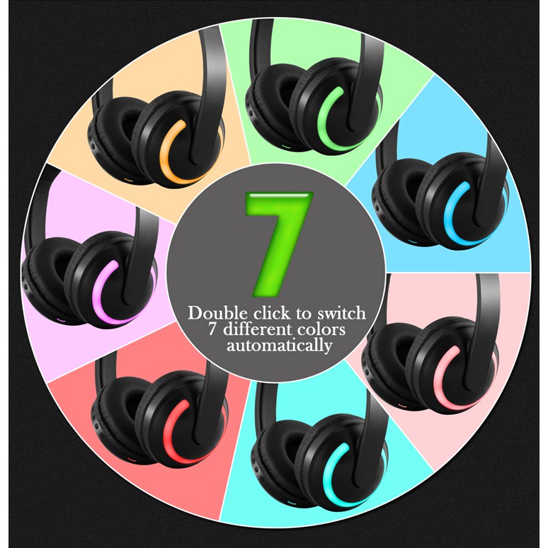 Bộ tai nghe bluetooth hình tai mèo phát sáng cho chơi game 7 màu | BigBuy360 - bigbuy360.vn