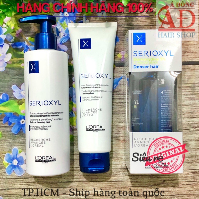 [L'OREAL CHÍNH HÃNG] BỘ DẦU GỘI XẢ LOREAL SERIOXYL LÀM DÀY TÓC 250ML/150ML VÀ TINH CHẤT MỌC TÓC DENSER HAIR 90ML