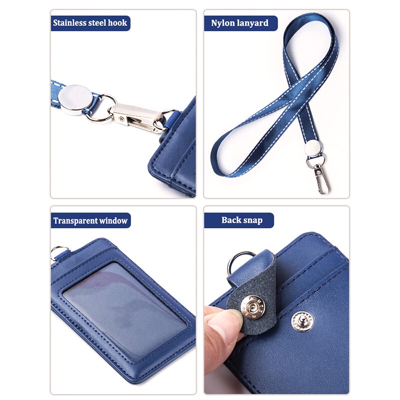 Mới Bao Đựng Thẻ ID Bằng Da Thật Kèm Dây Đeo Nylon 2022 Cho Học Sinh / Nhân Viên Văn Phòng
