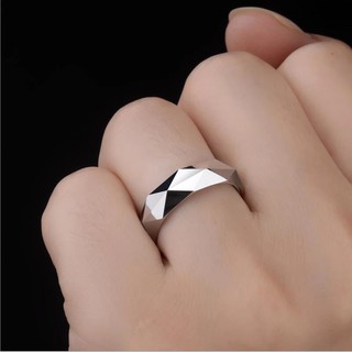 Nhẫn Nam Hexagon Màu Bạc
