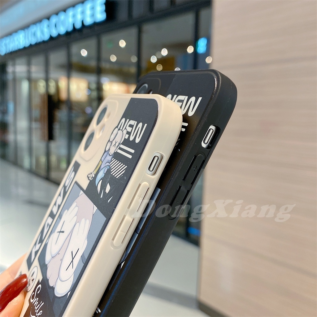 Ốp điện thoại silicon mềm hình vuông họa tiết gấu KWAS thích hợp cho iPhone 13 Pro Max 11 12 6 6s 7 8 Plus XR XS
