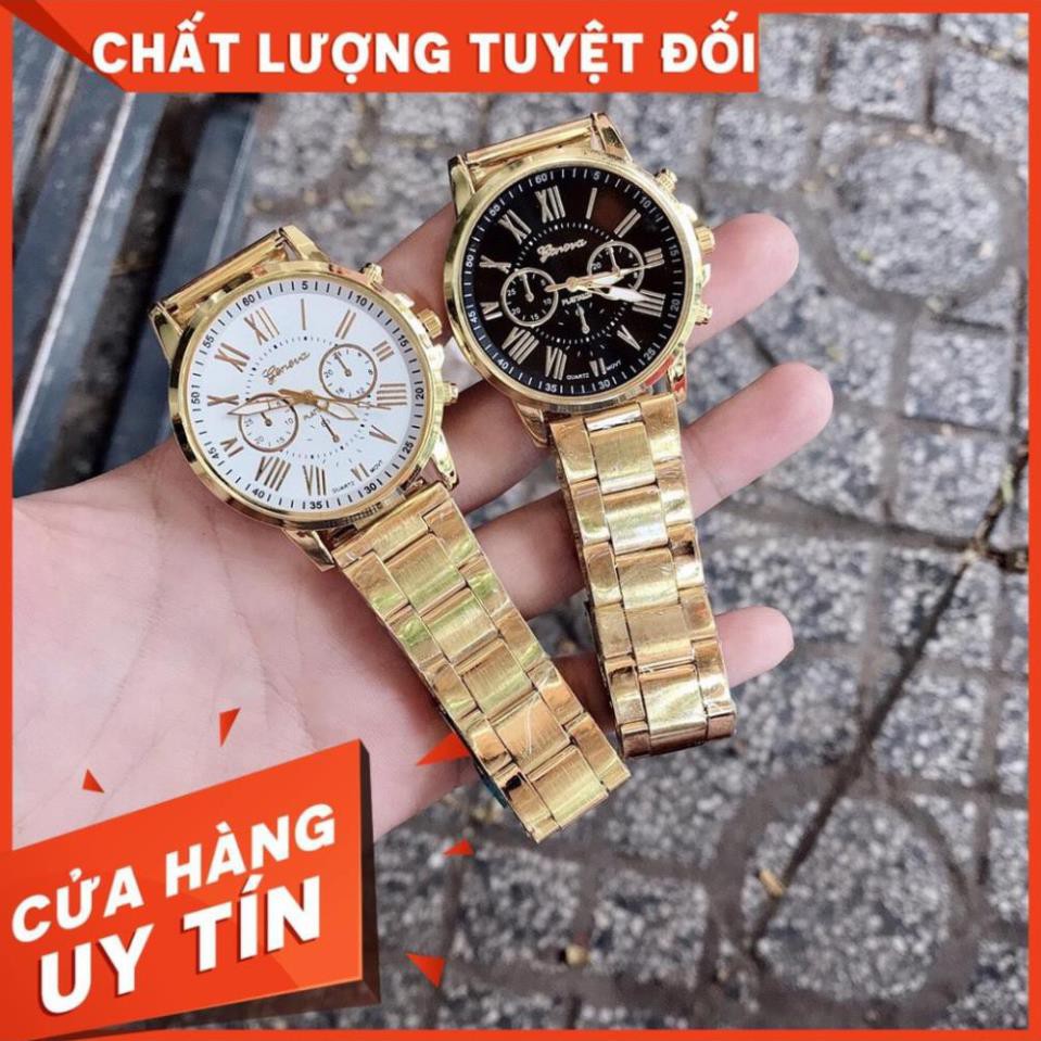 ĐỒNG HỒ NAM DÂY KIM LOẠI XI MẠ VÀNG HIỆU GENEVA CỰC ĐẸP VÀ SANG TRỌNG