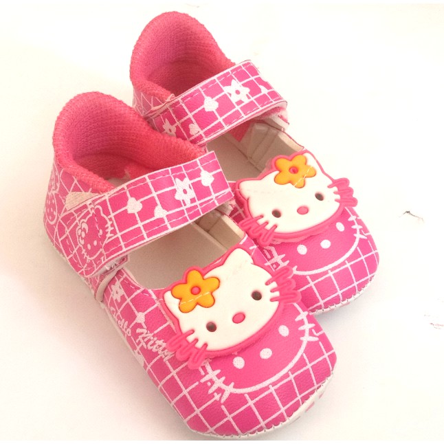 Giày Tập Đi Hình Mèo Hello Kitty Bs-102W Cho Bé 0-12 Tháng Tuổi