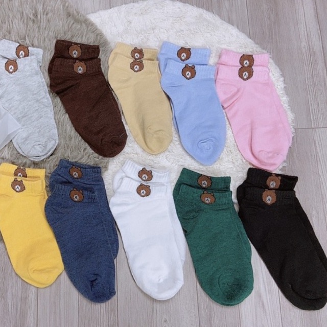 Tất gấu 1 túi 10đôi 10 màu Túi tất gấu QC