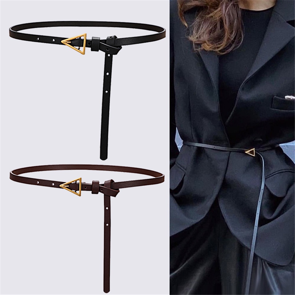 Thắt lưng da PU khóa kim loại hình tam giác 110cm phong cách retro thời trang Hàn Quốc