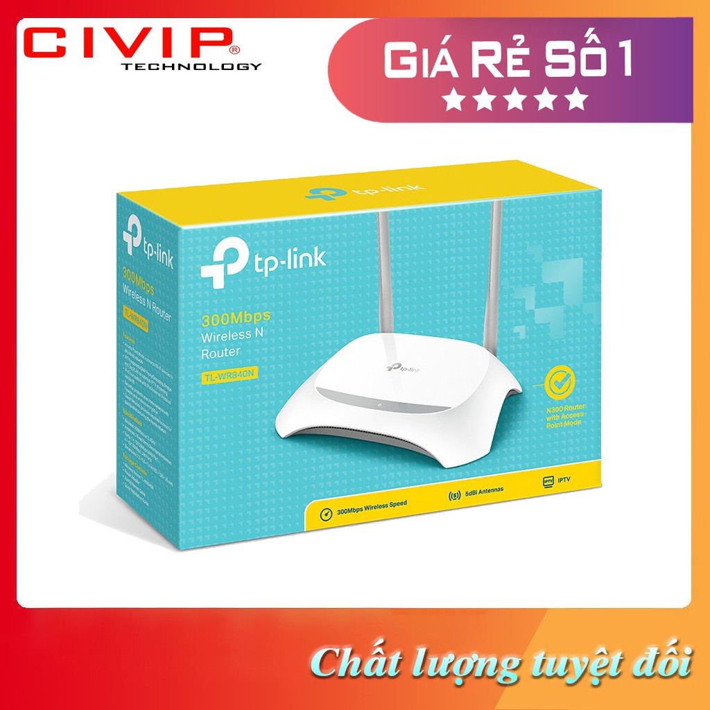Bộ phát Wifi TPLink TL-WR840N Tốc độ 300 MBps (kết nối tối đa 30 thiết bị) - Hàng Chính Hãng