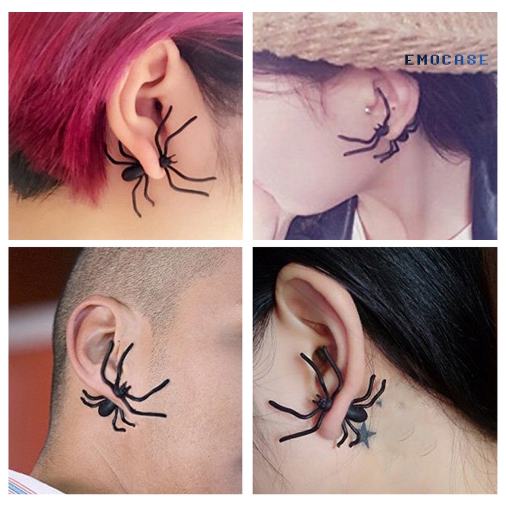 1 Khuyên Tai Nhựa Hình Nhện 3D Màu Đen